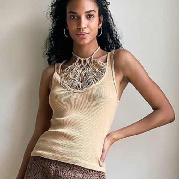 Free People Tops - NWT Free People Thalia Crochet Neck Tank Top